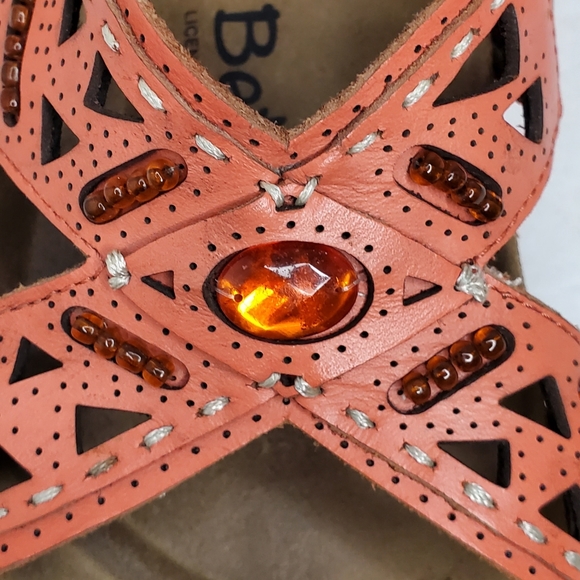 Birkenstock Betulas "Joyce" Beaded Laser Cut Cross Strap Sandals Salmon Size 7 - Picture 10 of 13